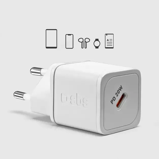 SBS TETRGAN1C20W 20W GaN Wall Charger with Power Delivery - White 8