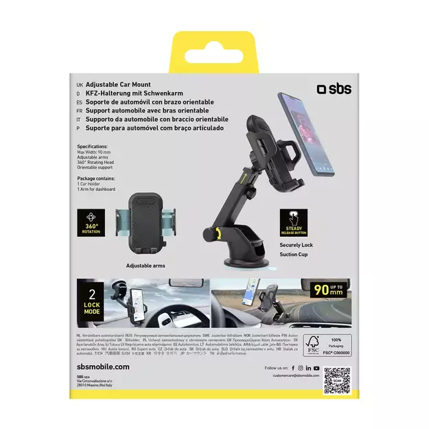 SBS TEHWSUPWIND smartphone holder telescopic with suction cup - black 8