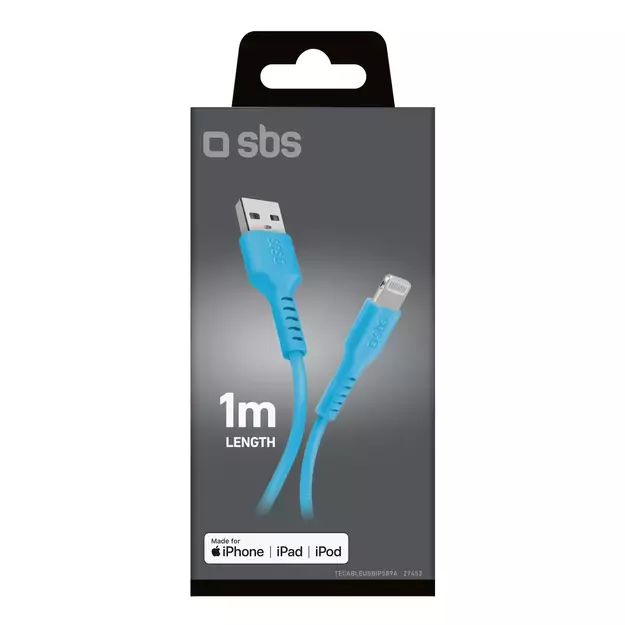 SBS TECABLEUSBIP589A USB-A - Lightning Cable - Blue 2