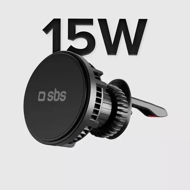 Smartphone holder with inductive charger SBS TESUPFANWIR15W 15W for air vent, with cooling - black 23