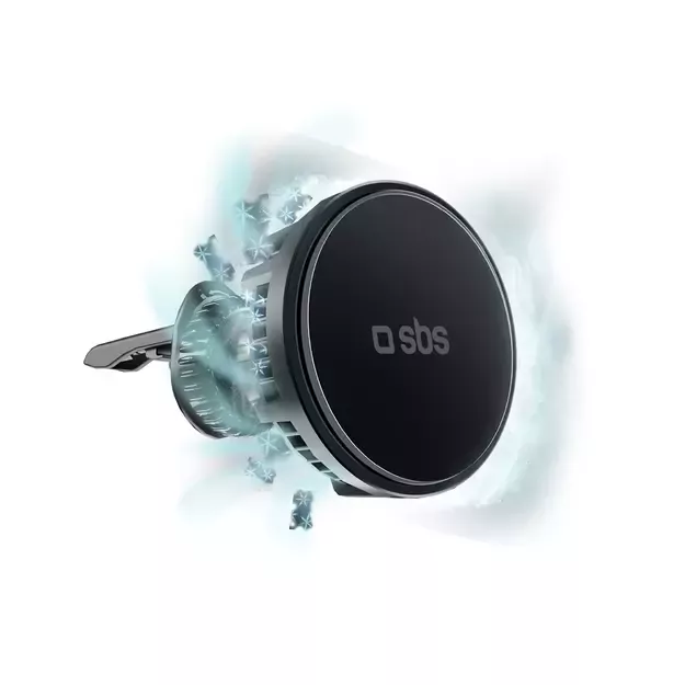 Smartphone holder with inductive charger SBS TESUPFANWIR15W 15W for air vent, with cooling - black