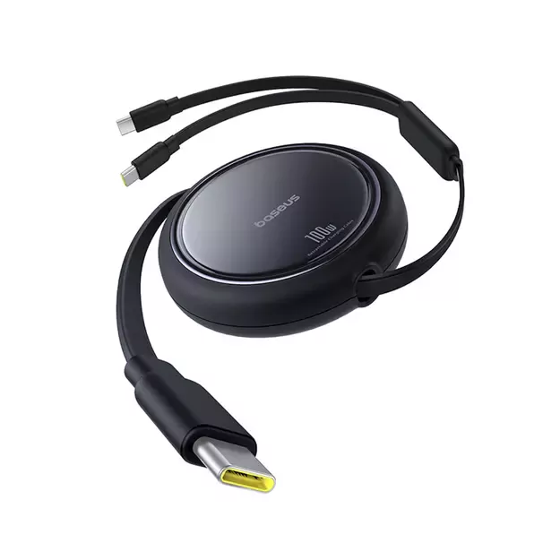 Baseus Bright Mirror Series USB-C Retractable Cable - 2 x USB-C 100W 1m - Black 1