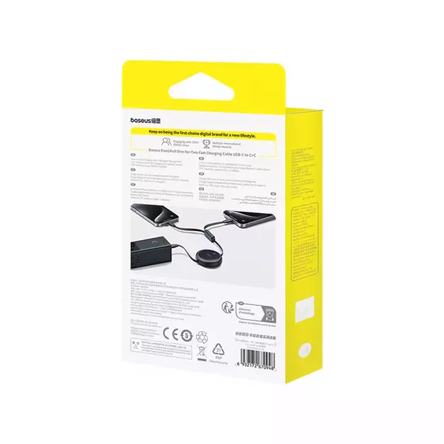 Baseus Bright Mirror Series USB-C Retractable Cable - 2 x USB-C 100W 1m - Black 5