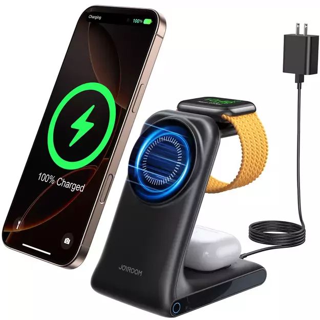 Joyroom JR-W15 Wireless Charger 3 in 1 Charging Station with MagSafe - Black 1