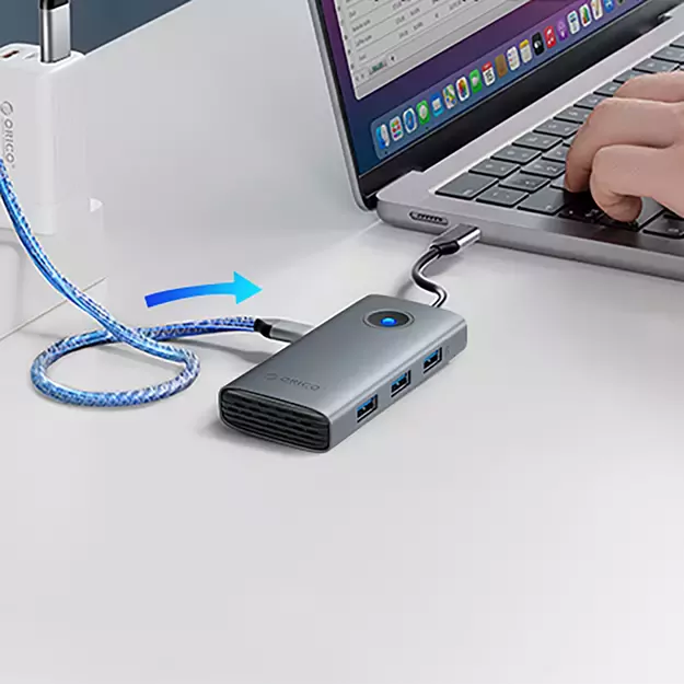 Orico PW11-6P USB-C Hub Docking Station 3x USB-A 3.0 + 1x USB-C 2.0 + 1x HDMI - Gray 3