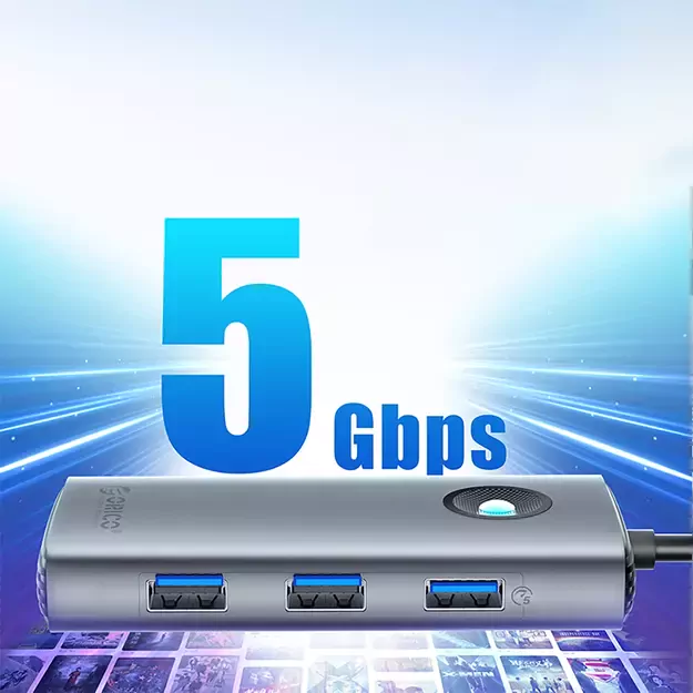 Orico PW11-6P USB-C Hub Docking Station 3x USB-A 3.0 + 1x USB-C 2.0 + 1x HDMI - Gray 2