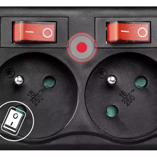 Hama 6-socket surge protector strip 1.4m with switches - black 3