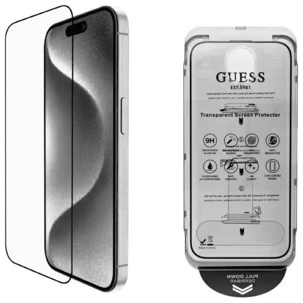 Guess Screen Protector 2.5D Outline Tempered Glass for iPhone 16 Pro Max