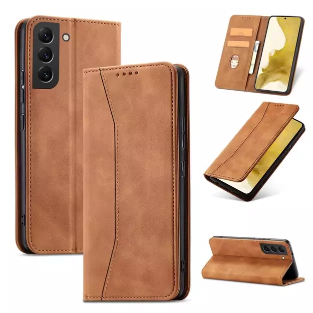 Magnet Fancy Case for Samsung Galaxy S23+ flip cover wallet stand brown 23