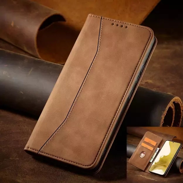 Magnet Fancy Case for Samsung Galaxy S23+ flip cover wallet stand brown 22
