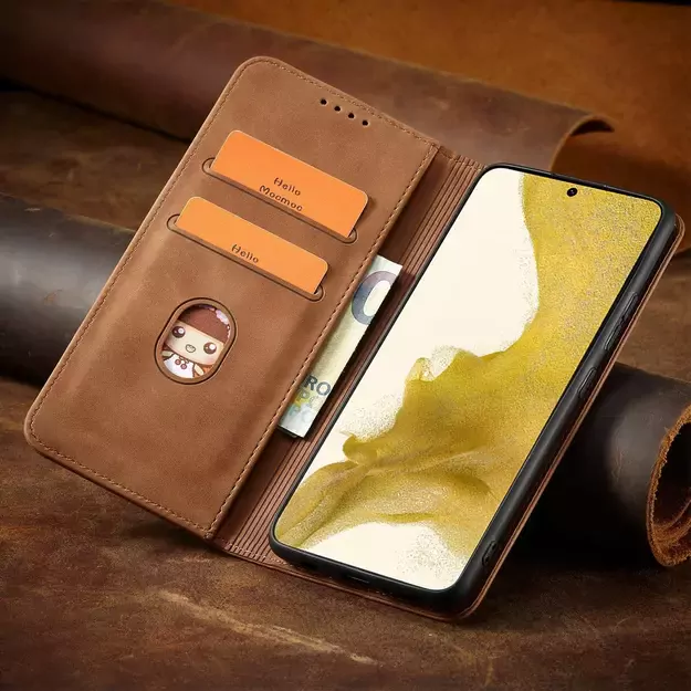 Magnet Fancy Case for Samsung Galaxy S23+ flip cover wallet stand brown 24