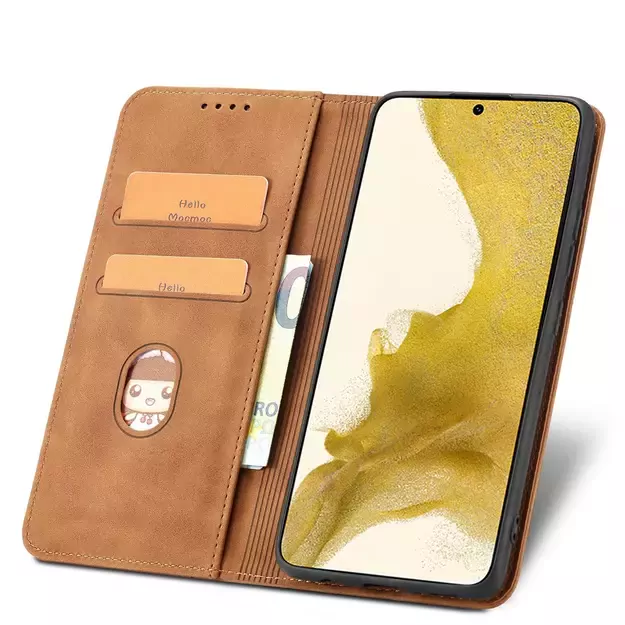 Magnet Fancy Case for Samsung Galaxy S23+ flip cover wallet stand brown 17