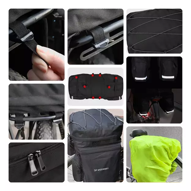 Wozinsky spacious bike bag 60 l for the trunk (rain cover included) black (WBB13BK) 1