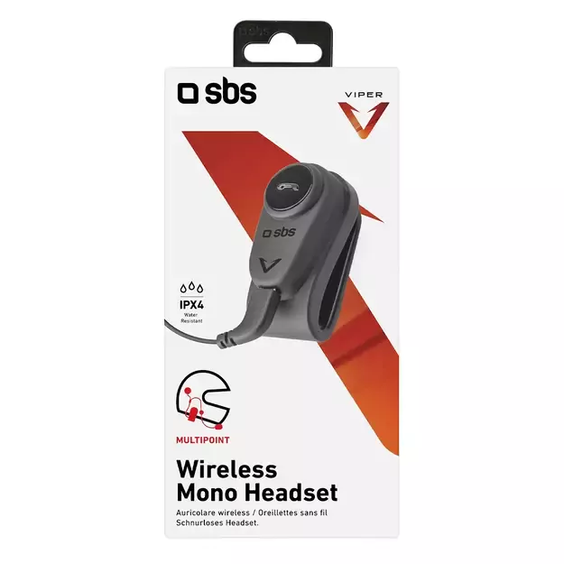 SBS TEEARSETMONOMOTOBTK mono wireless headset for motorcycle helmet - black 13