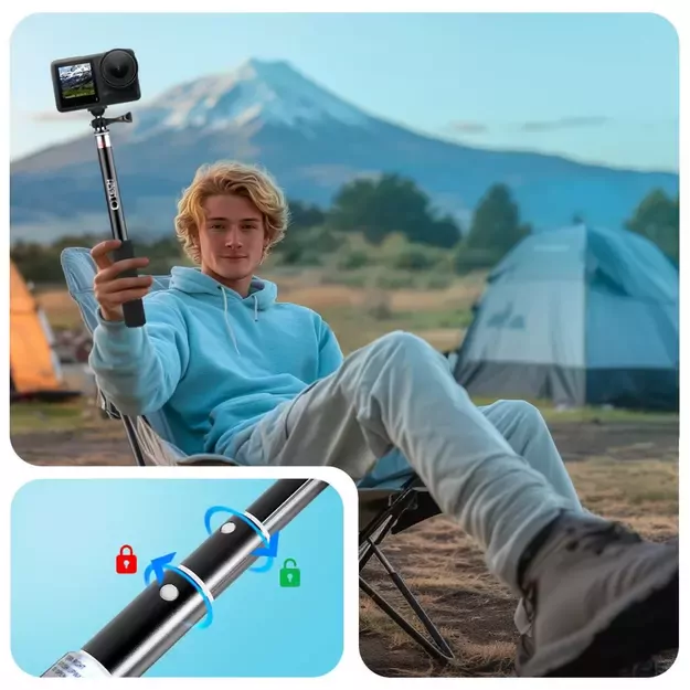 Tech-Protect GA100 Monopad &amp  Selfie Stick for GoPro / DJI - Black 2