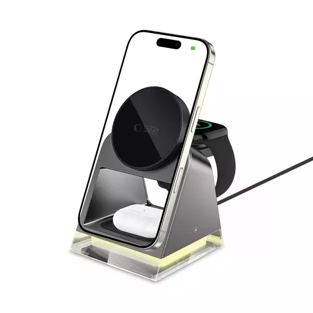 Tech-Protect QI15W-A43 3in1 Wireless Charger with MagSafe for Apple Devices - Black 1