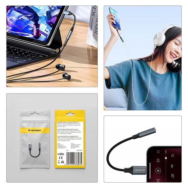 Wozinsky WALJ-01 Lightning adapter - 3.5mm mini jack - black 1