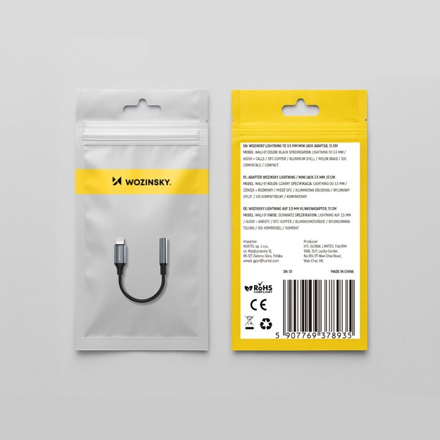 Wozinsky WALJ-01 Lightning adapter - 3.5mm mini jack - black 10