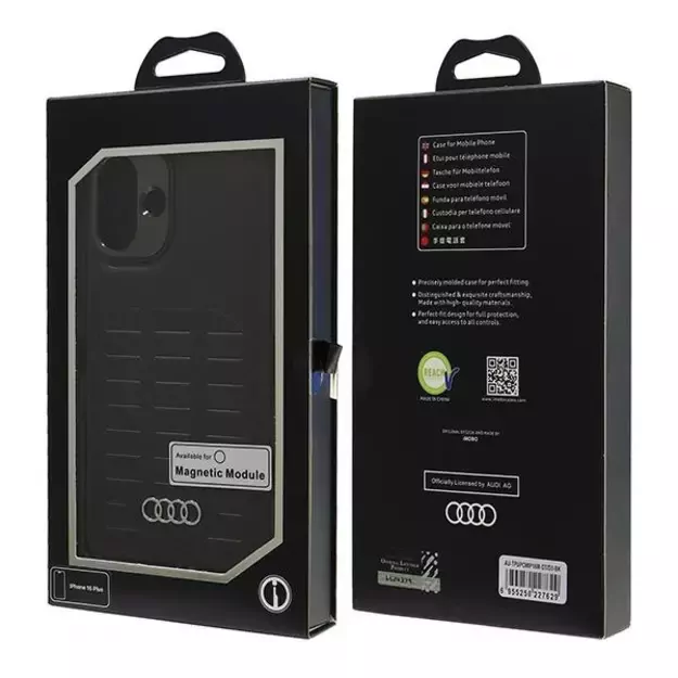 Audi Synthetic Leather MagSafe iPhone 16 Plus 6.7&quot  black/black hardcase AU-TPUPCMIP16M-GT/D3-BK 6