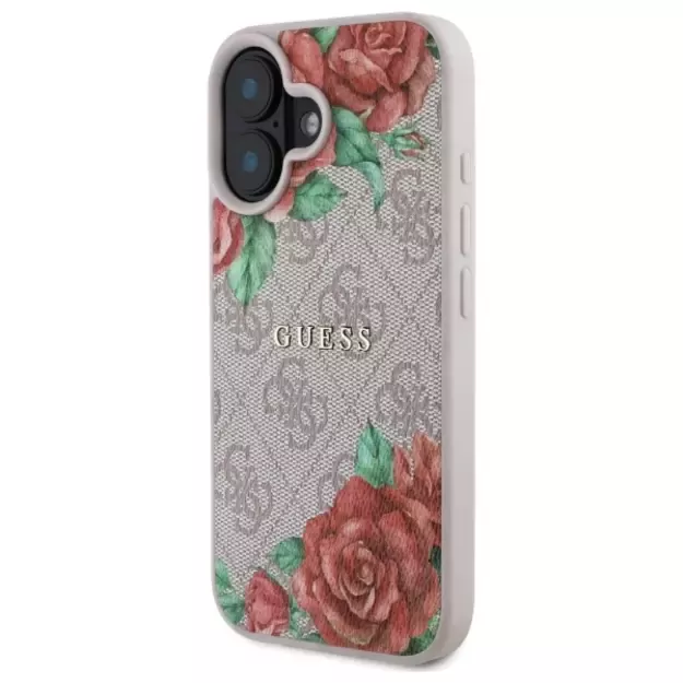 Guess GUHMP16SP4ROPEMCP iPhone 16 6.1&quot  pink/pink hardcase 4G Flowers Print MagSafe 1