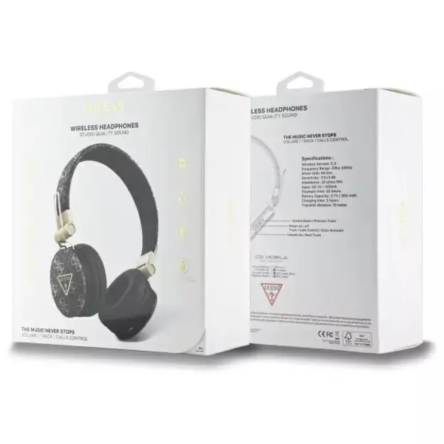 Guess Bluetooth ENC GUBH70E4PTMK on-ear headphones black/black 4G Triangle Round Shape 6