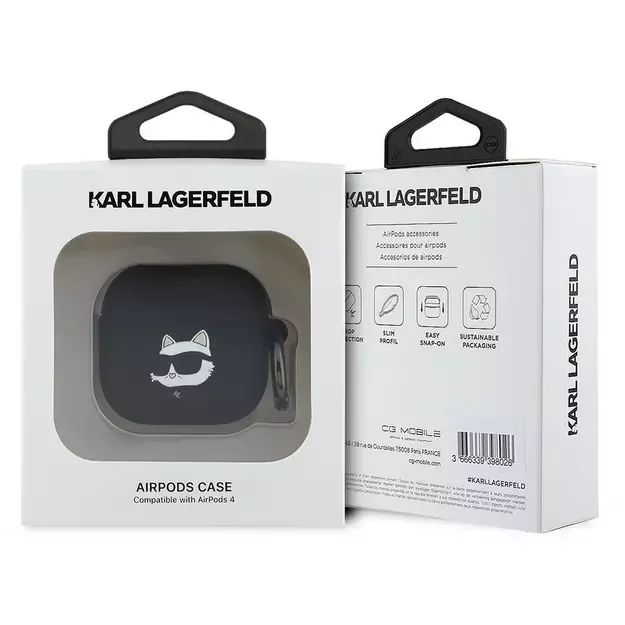 Karl Lagerfeld KLA4RUNCHK AirPods 4 cover black/black Silicone Choupette Head 3D 4