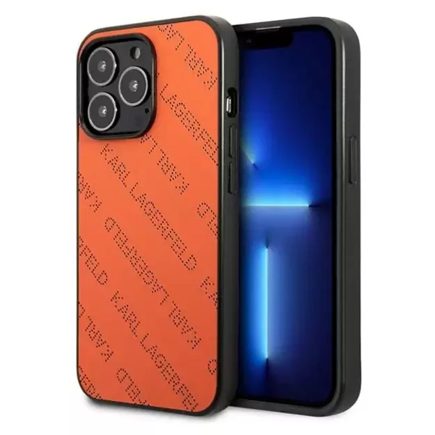 Karl Lagerfeld Perforated Allover Case for iPhone 13 Pro / 13 6.1&quot  - Orange