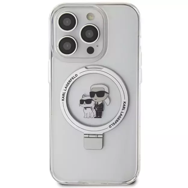 Karl Lagerfeld KLHMP15LHMRSKCH iPhone 15 Pro 6.1&quot  white/white hardcase Ring Stand Karl&amp Choupette MagSafe 2