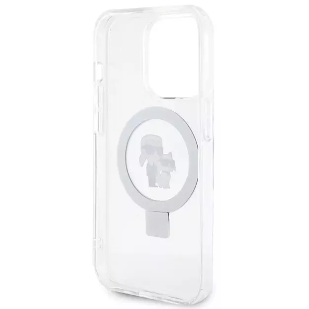 Karl Lagerfeld KLHMP15LHMRSKCH iPhone 15 Pro 6.1&quot  white/white hardcase Ring Stand Karl&amp Choupette MagSafe 6