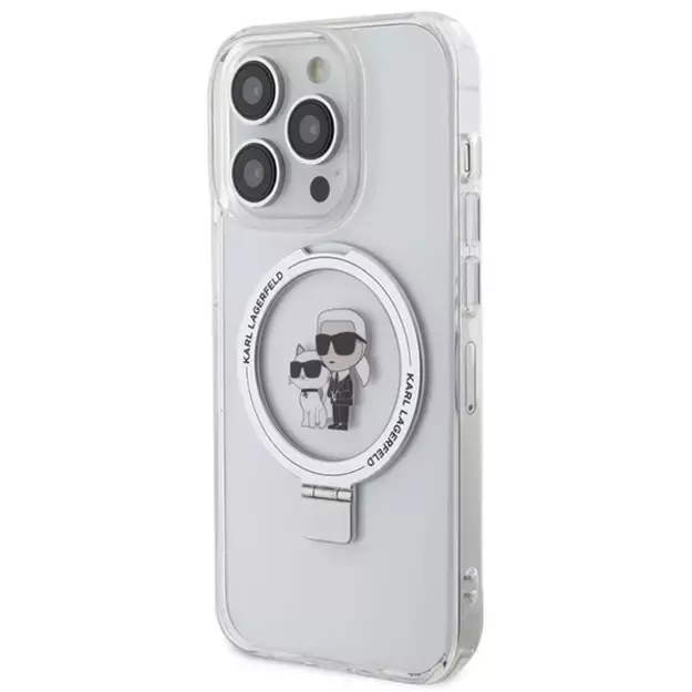 Karl Lagerfeld KLHMP15LHMRSKCH iPhone 15 Pro 6.1&quot  white/white hardcase Ring Stand Karl&amp Choupette MagSafe 1