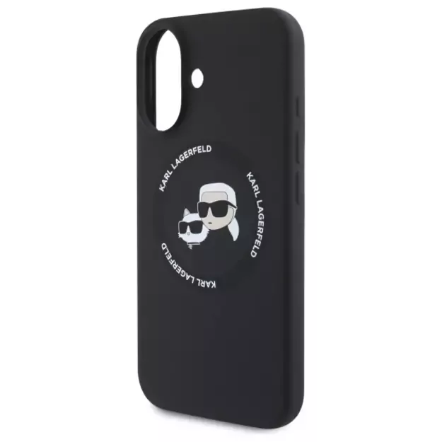 Karl Lagerfeld KLHMP16SSKCHTCK iPhone 16 6.1&quot  black/black hardcase Silicone Karl&amp Choupette Heads MagSafe 12