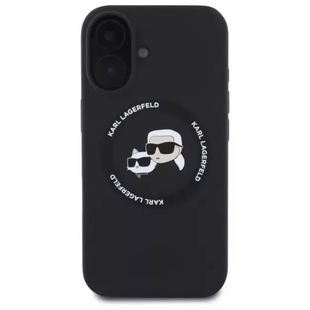 Karl Lagerfeld KLHMP16SSKCHTCK iPhone 16 6.1&quot  black/black hardcase Silicone Karl&amp Choupette Heads MagSafe 9