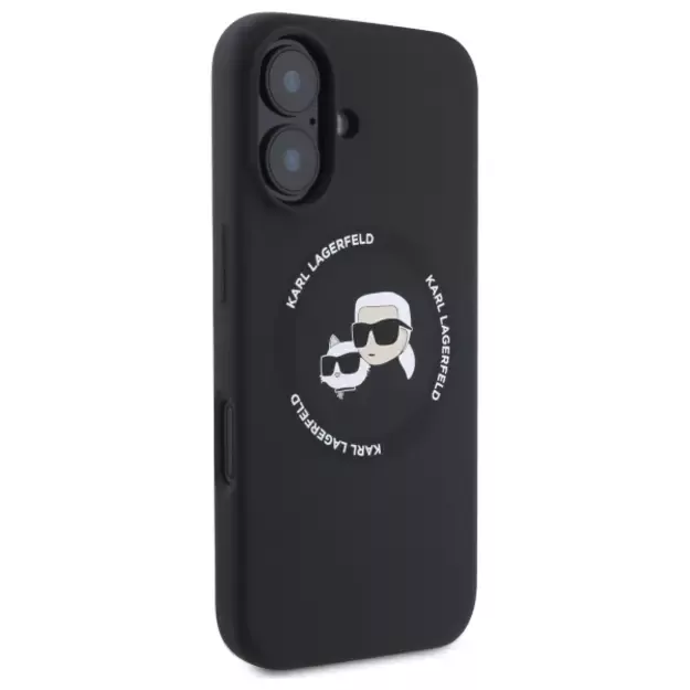 Karl Lagerfeld KLHMP16SSKCHTCK iPhone 16 6.1&quot  black/black hardcase Silicone Karl&amp Choupette Heads MagSafe 10