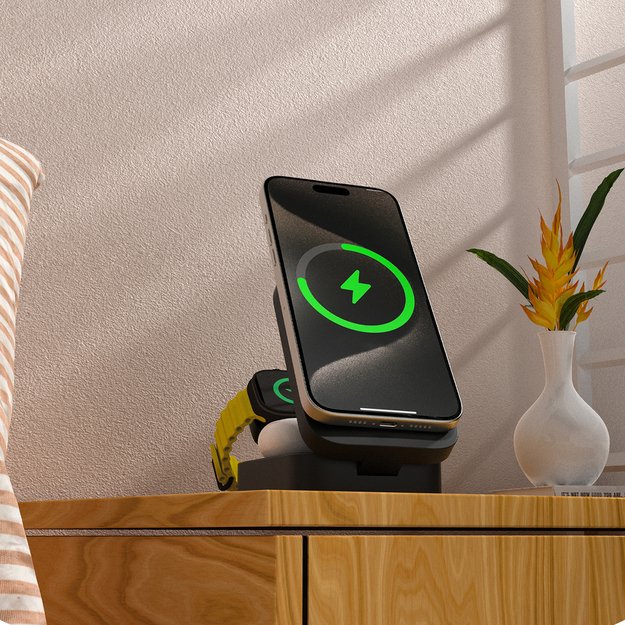 Dudao A11 Max 15W 3-in-1 Inductive Charging Station Compatible with MagSafe - Gray 2