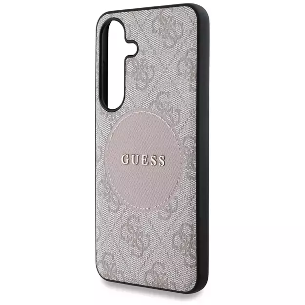 Guess 4G Round Patch Classic Logo MagSafe Case for Samsung Galaxy S25 Pink 12