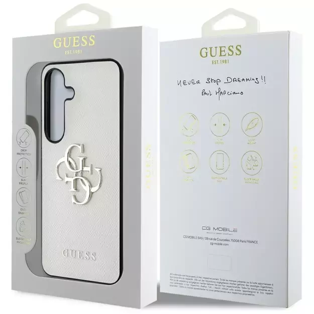 Guess Grained Big 4G Logo Small Classic Logo case for Samsung Galaxy S25 beige 7