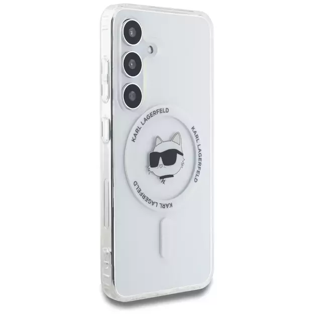 Case Karl Lagerfeld Button Choupette Head Printed Logo MagSafe Samsung Galaxy S25 Plus white 3