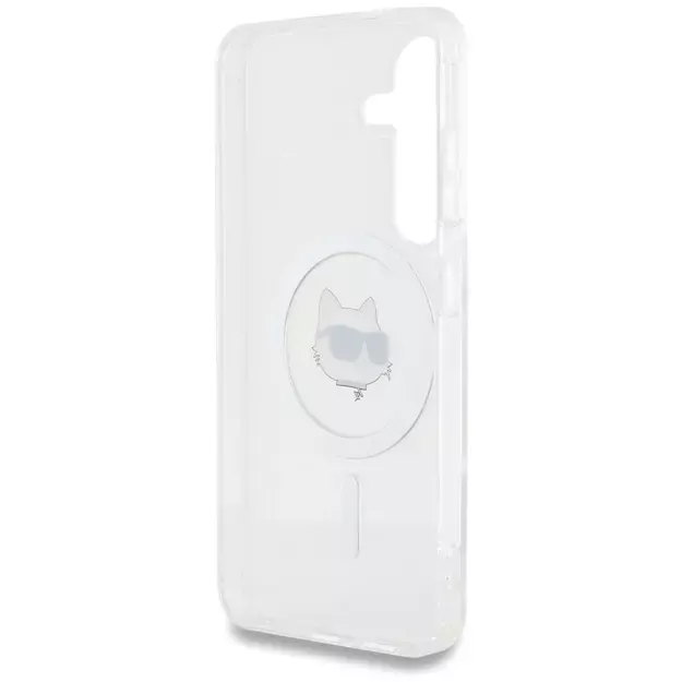 Case Karl Lagerfeld Button Choupette Head Printed Logo MagSafe Samsung Galaxy S25 Plus white 6