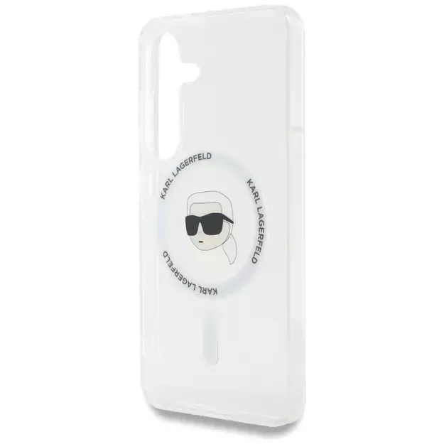 Case Karl Lagerfeld Button Karl Head Printed Logo MagSafe Samsung Galaxy S25 white 12