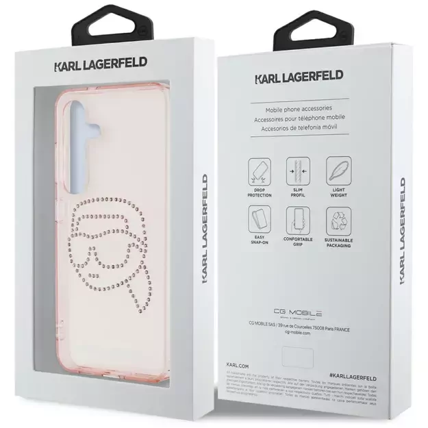 Karl Lagerfeld Rhinestones K. Head Logo Samsung Galaxy S25 Case Pink 14
