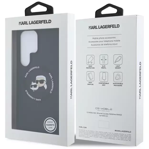 Karl Lagerfeld Silicone Double Heads And Circle MagSafe Samsung Galaxy S25 Ultra case black 3