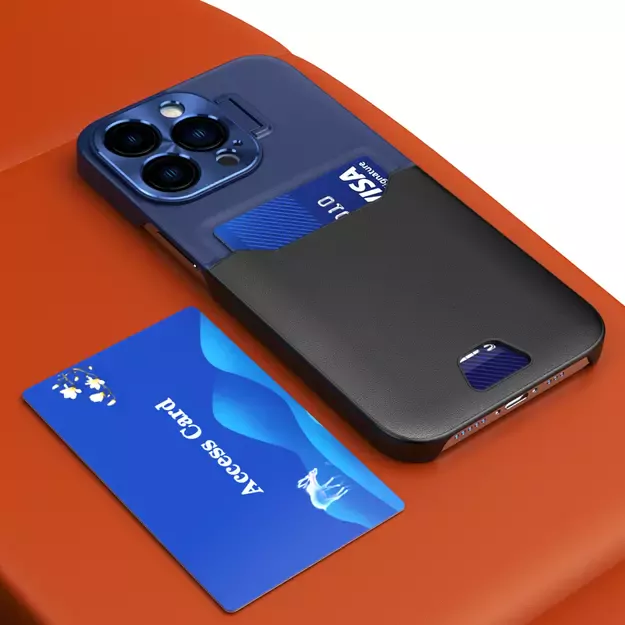 Leather Stand Case case for iPhone 14 Plus cover card wallet with stand blue 6