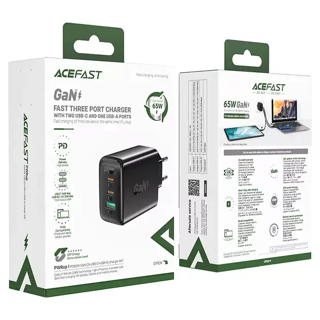 Acefast fast charger GaN (2xUSB-C / USB-A) PPS / PD / QC4+ 65W black (A41) 13