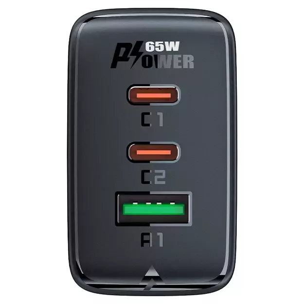 Acefast fast charger GaN (2xUSB-C / USB-A) PPS / PD / QC4+ 65W black (A41) 8
