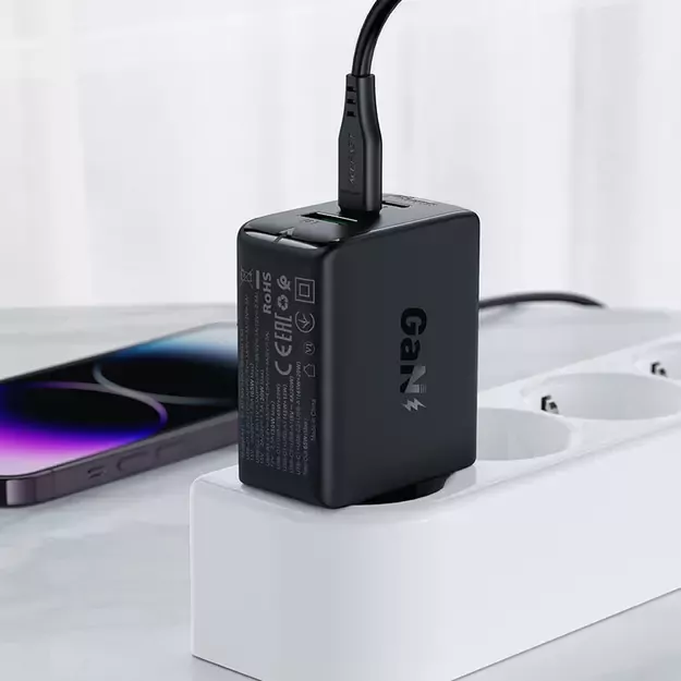 Acefast fast charger GaN (2xUSB-C / USB-A) PPS / PD / QC4+ 65W black (A41) 6