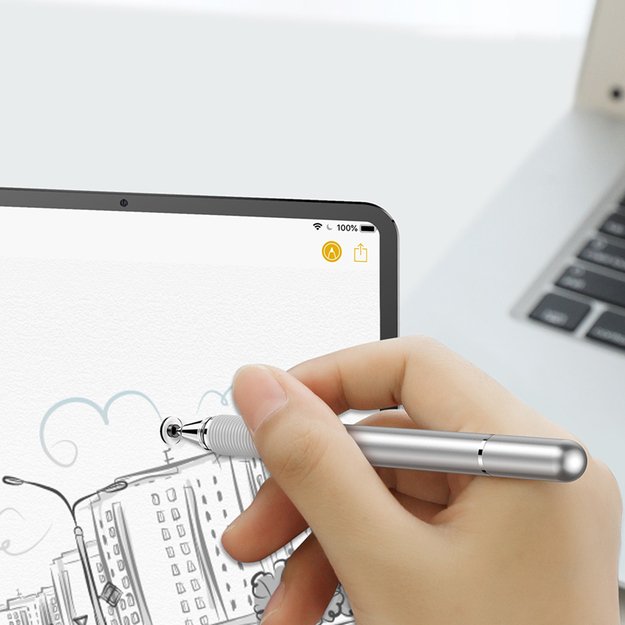 Baseus Golden Cudgel ACPCL-0S double-sided stylus for tablets, phones with gel pen - silver 6