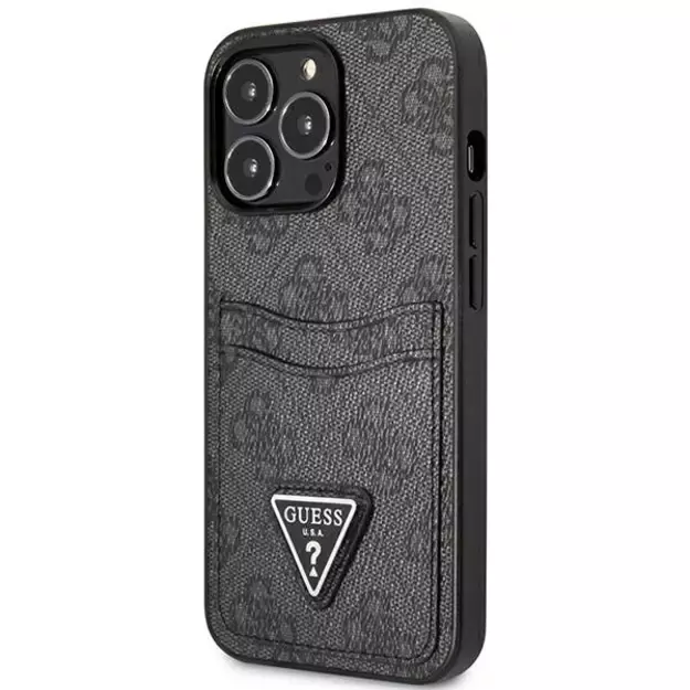 Guess GUHCP13LP4TPK iPhone 13 Pro / 13 6.1&quot  black/black hardcase 4G Triangle Logo Cardslot 8