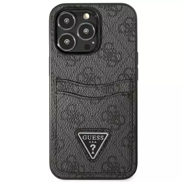 Guess GUHCP13LP4TPK iPhone 13 Pro / 13 6.1&quot  black/black hardcase 4G Triangle Logo Cardslot 9