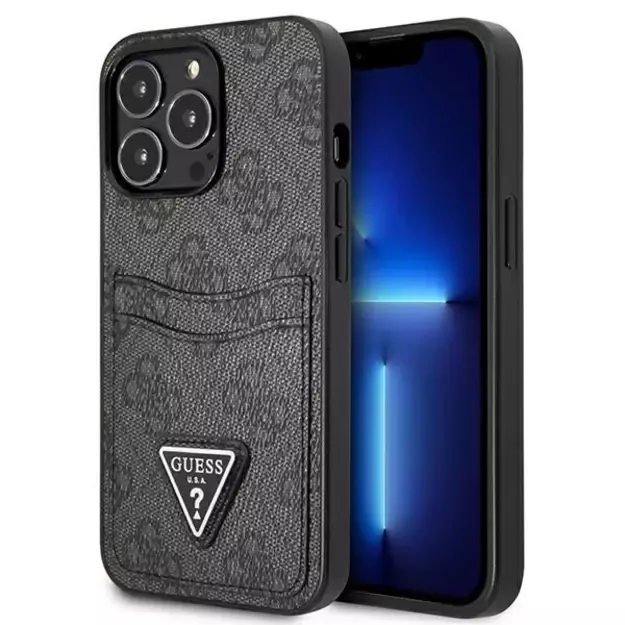 Guess GUHCP13LP4TPK iPhone 13 Pro / 13 6.1&quot  black/black hardcase 4G Triangle Logo Cardslot