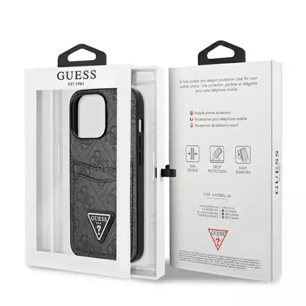 Guess GUHCP13LP4TPK iPhone 13 Pro / 13 6.1&quot  black/black hardcase 4G Triangle Logo Cardslot 14